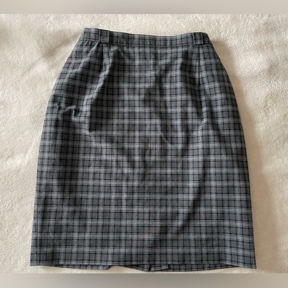 Steilmann | Charcoal and Gray Plaid Pencil Skirt